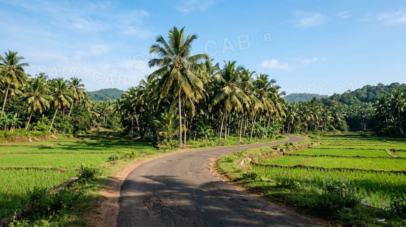Quiet narrow country road on a bright morning